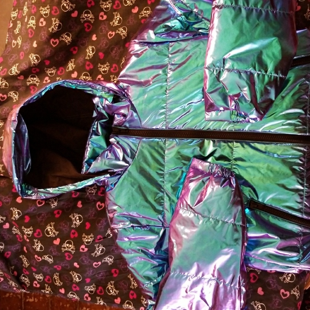 Dolls Kill Club Exx Metallic puffy winter jacket